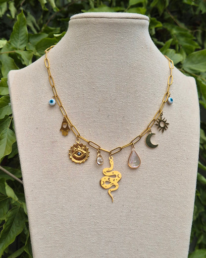Celestial Witchy Evil Eye Charm Necklace