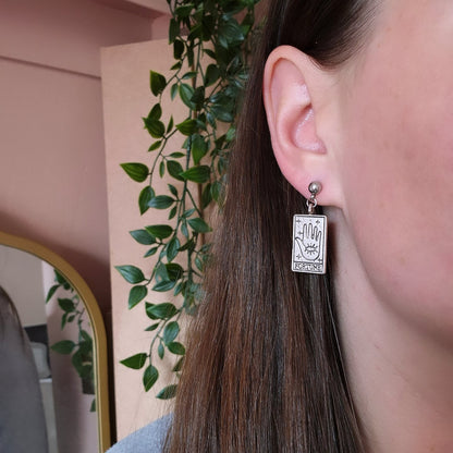 Silver Tarot Card Earrings - The Sun, The World, The Star & Fortune