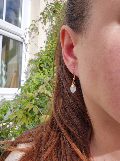 Opalite Droplet Earrings: 18k Gold Plated Stainless Steel